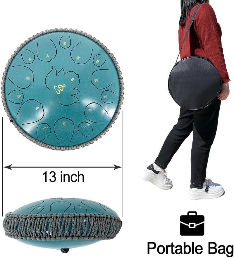 YoungMonic Steel Tongue Drum 13 Inches 15 Notes C Major Steel Drums Rain Chimes for Outside Percussion Instrument with Drum Mallets and Carry Bag - Image 5